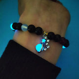 Glow In The Dark Stone Bead Bracelet Luminous Fluorescence Jewelry