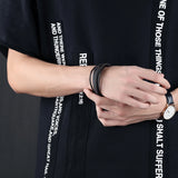 Men Punk Leather Bracelets Magnetic Clasp Cowhide Braided Multi-layer Wrap