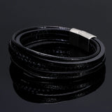 Men Punk Leather Bracelets Magnetic Clasp Cowhide Braided Multi-layer Wrap