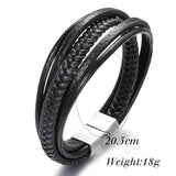 Men Punk Leather Bracelets Magnetic Clasp Cowhide Braided Multi-layer Wrap