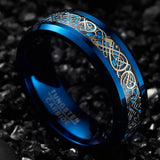 Men Titanium Steel Celtic Dragon Rings Inlay Carbon Fiber Rings For Men Wedding
