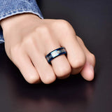 Men Titanium Steel Celtic Dragon Rings Inlay Carbon Fiber Rings For Men Wedding