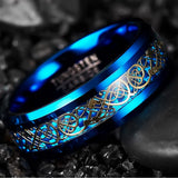 Men Titanium Steel Celtic Dragon Rings Inlay Carbon Fiber Rings For Men Wedding
