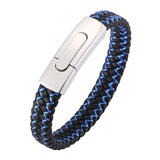 Men's Mixed Weave Leather Rope Bracelet Stainless Steel Clasp