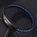 Men's Mixed Weave Leather Rope Bracelet Stainless Steel Clasp