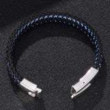 Men's Mixed Weave Leather Rope Bracelet Stainless Steel Clasp