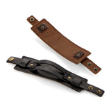 Men Leather Bracelet Open Cuff Rope Bangles Double Wide Brown