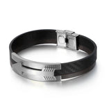 Men Leather Cupid Arrow Bracelets Silver Steel Bangle Jewelry
