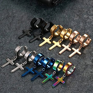 Gold-Plated Cross Earrings Hip Hop Studs
