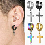 Gold-Plated Cross Earrings Hip Hop Studs