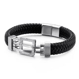 Men Punk Stainless Steel Bicycle Leather Bracelet