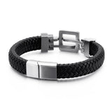 Men Punk Stainless Steel Bicycle Leather Bracelet