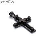 Punk Male Cross Jesus Pendant Titanium Steel Cable Wire Necklace