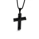 Punk Male Cross Jesus Pendant Titanium Steel Cable Wire Necklace
