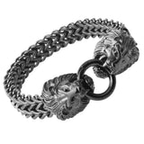 Men Stainless Steel Bracelet Retro Lion Head Jewelry
