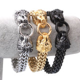 Men Stainless Steel Bracelet Retro Lion Head Jewelry