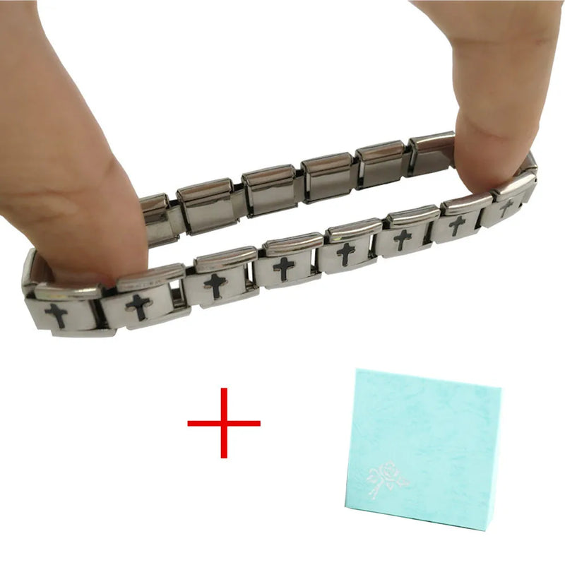 Men Steel Bracelets with Cross Vintage Wristband 2pcs/lot