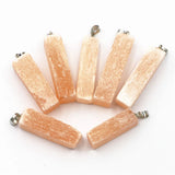Yellow Gypsum Ore Pendant Square Necklace Men Women M1111