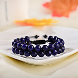 Men Tiger Eye Stone Braided Bracelet Double Layer Lapis Lazuli Bangles