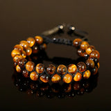 Men Tiger Eye Stone Braided Bracelet Double Layer Lapis Lazuli Bangles