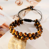 Men Tiger Eye Stone Braided Bracelet Double Layer Lapis Lazuli Bangles