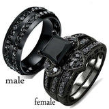 Stainless Steel Zircon Men/Women Heart Ring Set