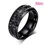 Stainless Steel Zircon Men/Women Heart Ring Set