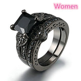 Stainless Steel Zircon Men/Women Heart Ring Set
