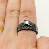 Stainless Steel Zircon Men/Women Heart Ring Set