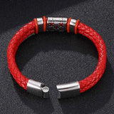 Red Leather Bracelet Double Braided Rope Hand Strap Charm Jewelry