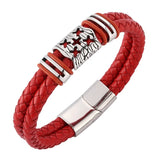 Red Leather Bracelet Double Braided Rope Hand Strap Charm Jewelry