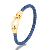 Stainless Steel Leather Bracelet Cuff Bangle Horseshoe Buckle Jewelry