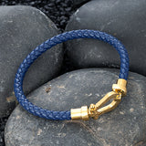 Stainless Steel Leather Bracelet Cuff Bangle Horseshoe Buckle Jewelry
