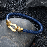 Stainless Steel Leather Bracelet Cuff Bangle Horseshoe Buckle Jewelry