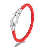 Stainless Steel Leather Bracelet Cuff Bangle Horseshoe Buckle Jewelry