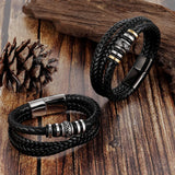 Men Woven Leather Wrap Bracelets Multilayer Braided Rope Bracelet