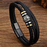 Men Woven Leather Wrap Bracelets Multilayer Braided Rope Bracelet
