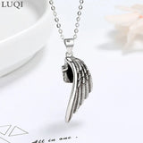 Men Women S925 Retro Thai Silver Angel Devil Wing Pendant Couple Necklaces