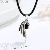Men Women S925 Retro Thai Silver Angel Devil Wing Pendant Couple Necklaces
