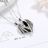 Men Women S925 Retro Thai Silver Angel Devil Wing Pendant Couple Necklaces