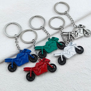 Men's Alloy Motorcycle Keychain Silvery Green Pendant