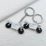 Men's Alloy Motorcycle Keychain Silvery Green Pendant