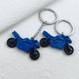 Men's Alloy Motorcycle Keychain Silvery Green Pendant