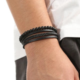 Men's Leather Rope Natural Stone Beaded Bracelets Jewelry