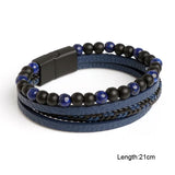 Men's Leather Rope Natural Stone Beaded Bracelets Jewelry