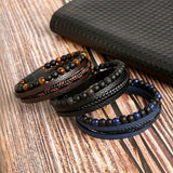 Men's Leather Rope Natural Stone Beaded Bracelets Jewelry