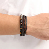 Men's Leather Rope Natural Stone Beaded Bracelets Jewelry