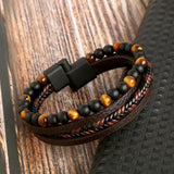 Men's Leather Rope Natural Stone Beaded Bracelets Jewelry