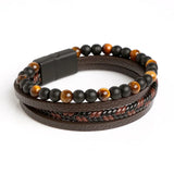 Men's Leather Rope Natural Stone Beaded Bracelets Jewelry