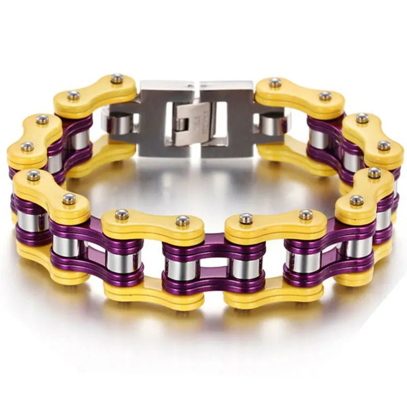 Men's Biker Chain Bracelet Stainless Steel Yellow